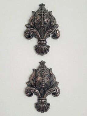 Vintage Style Ornate Fleur De Lis Wall Plaques Decorative Architectural Decor